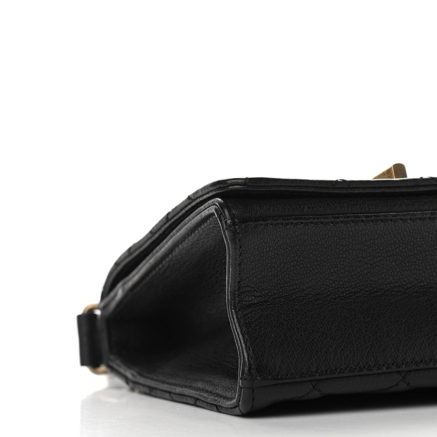 Goatskin Quilted Small Rita Top Handle Flap Black