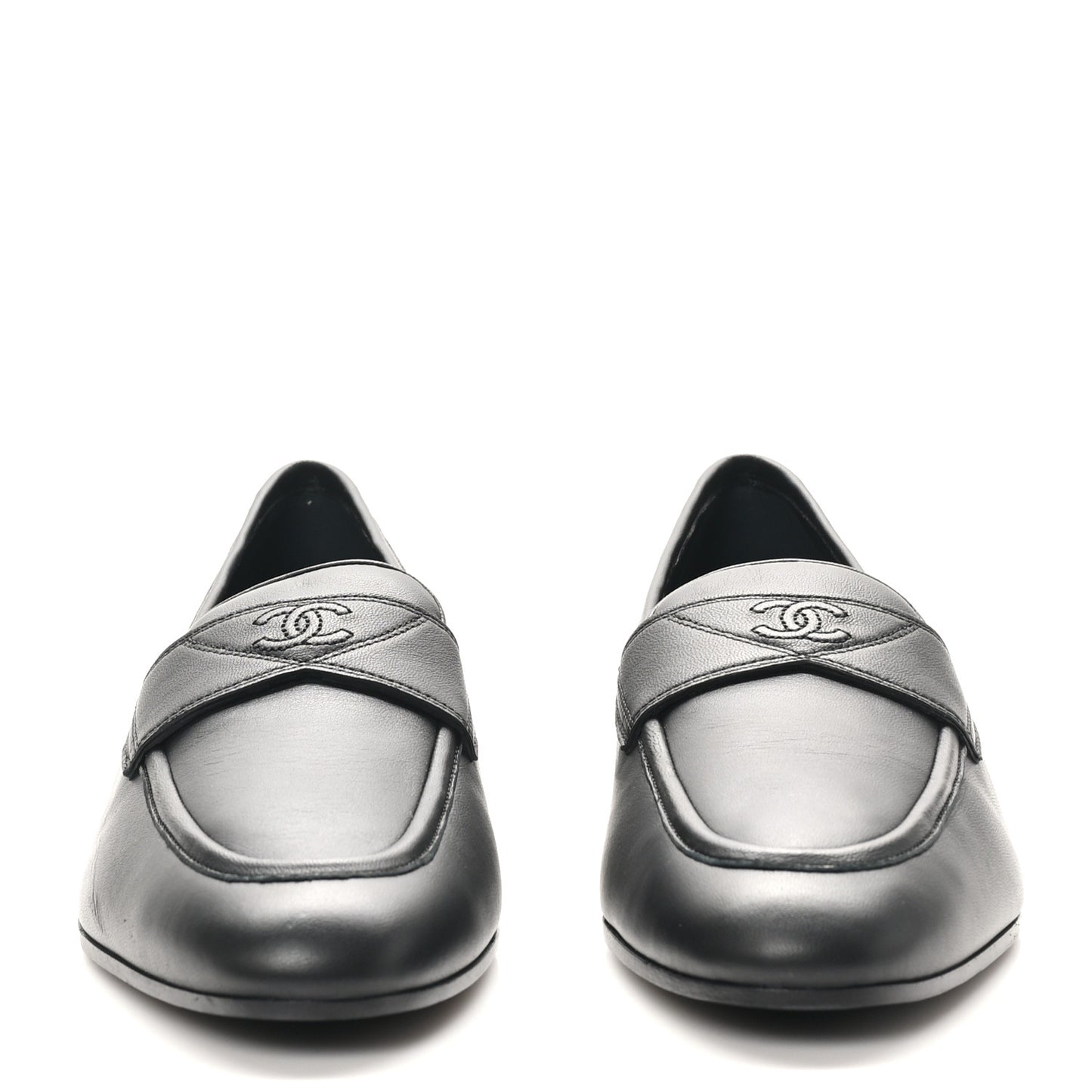 Lambskin Mens Stitched CC Loafers 42 Black