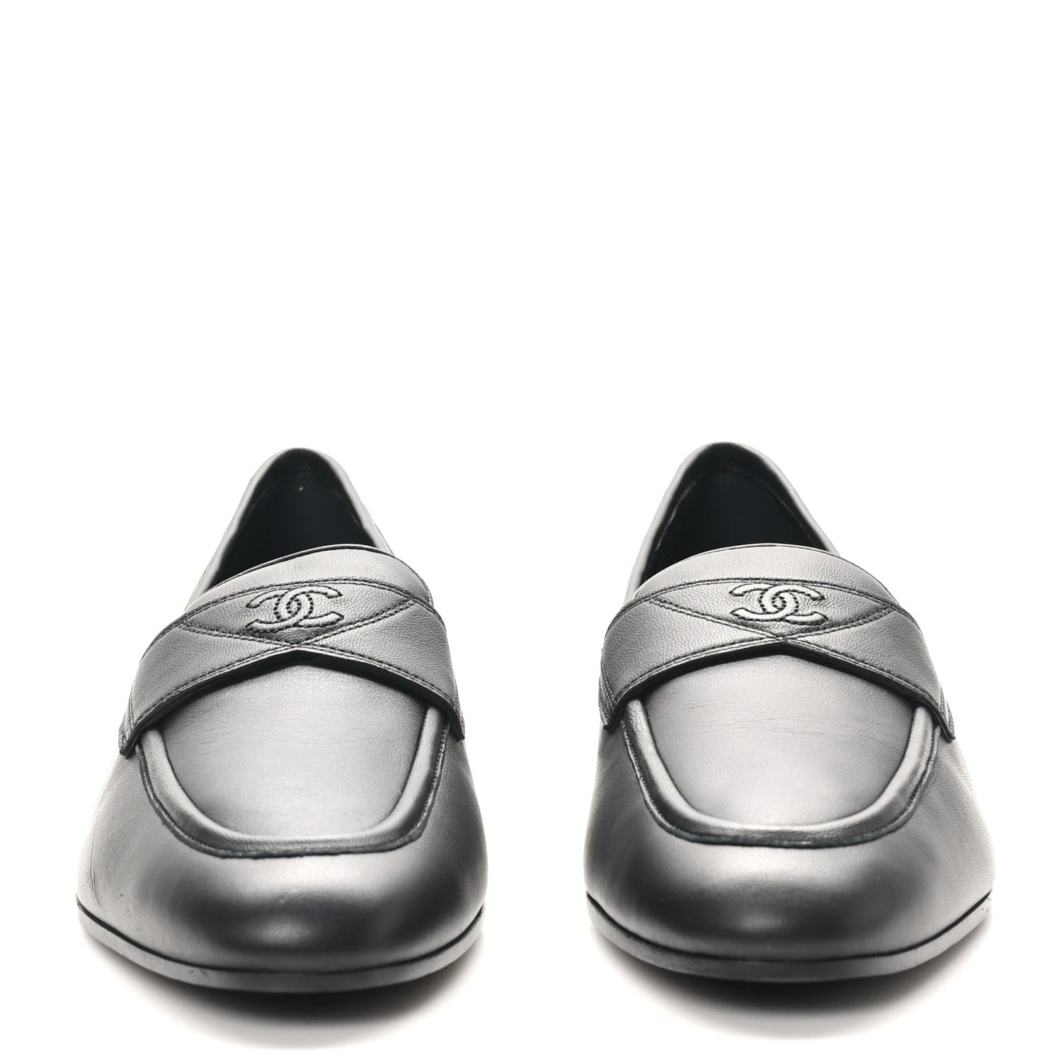 Chanel Lambskin Mens Stitched CC Loafers 42 Black 3 of 11