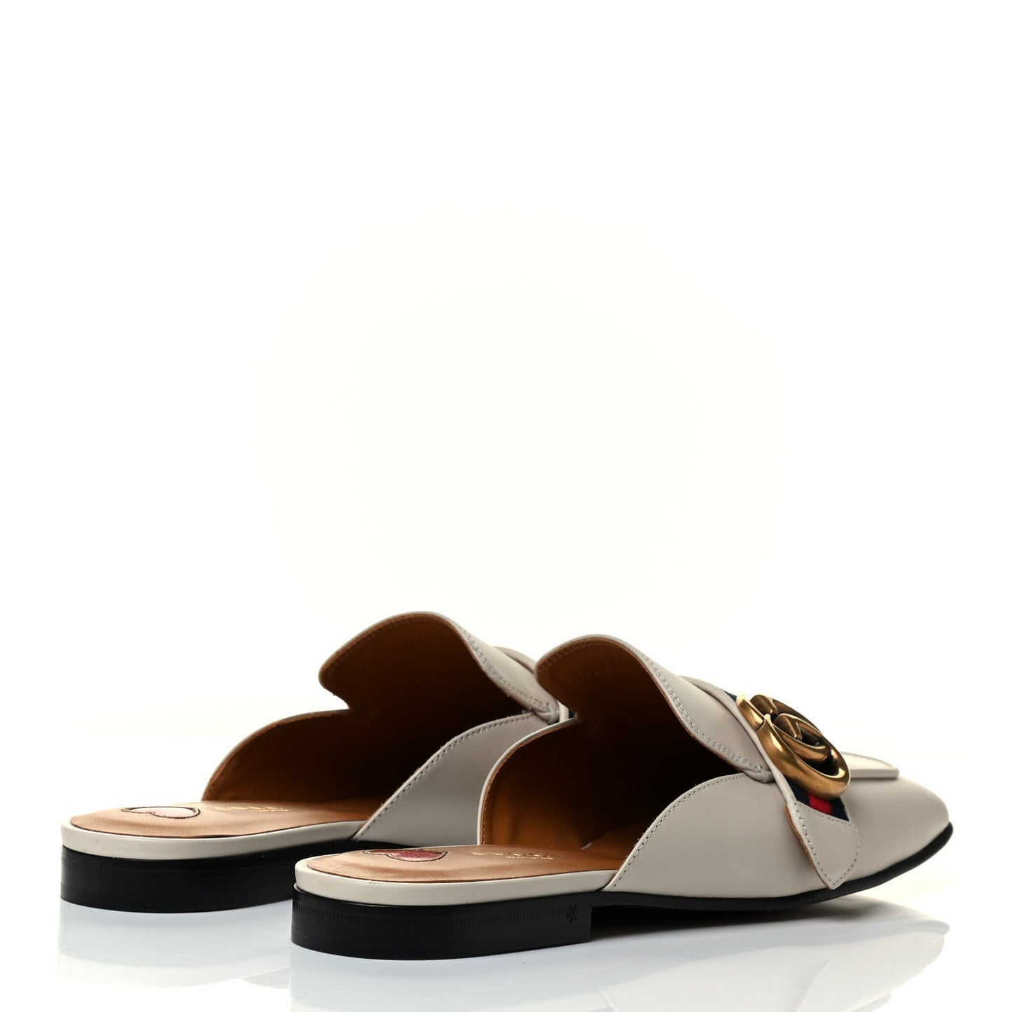 Calfskin Web Womens Peyton GG Slippers 36 Mystic White