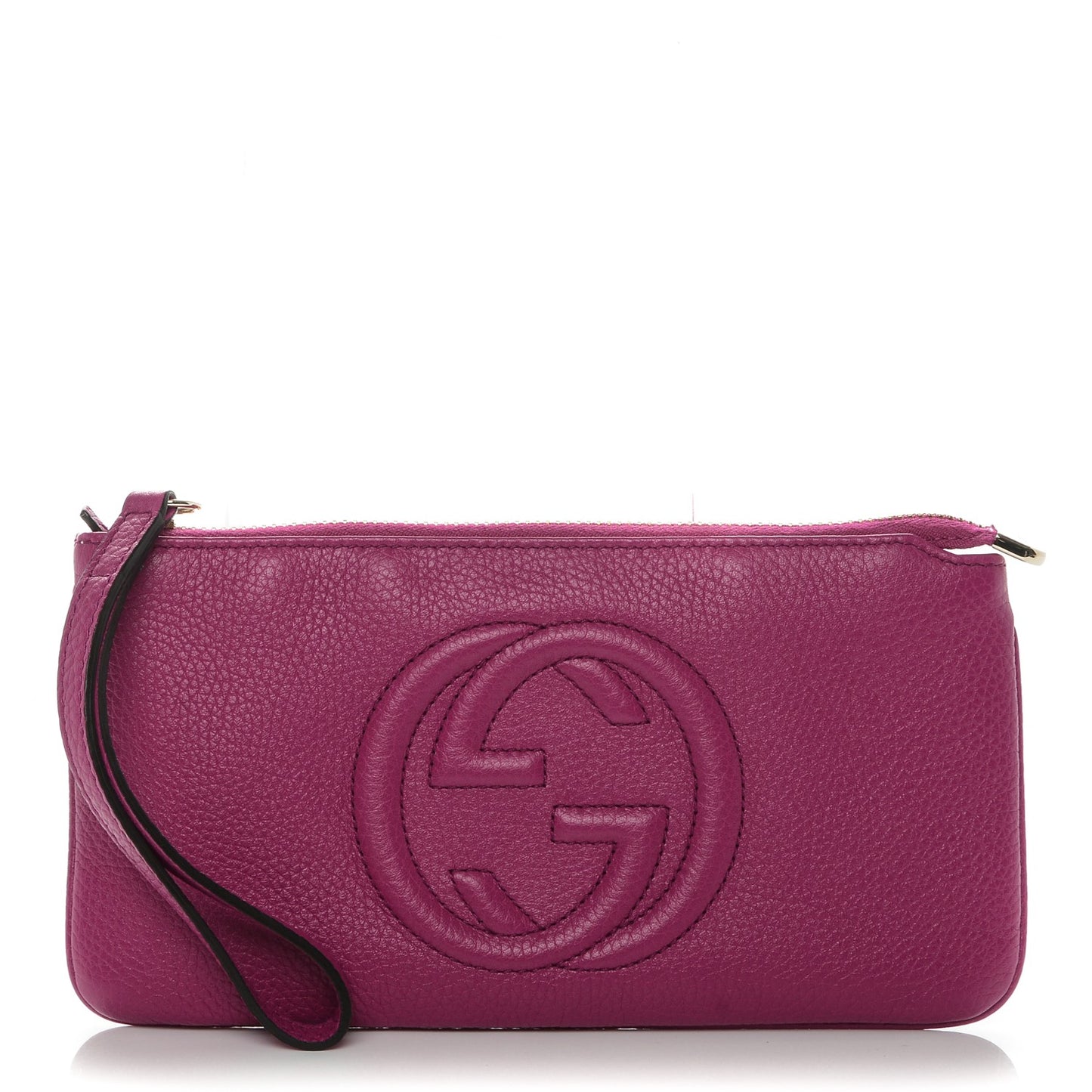 Pebbled Calfskin Soho Wristlet Bright Bougainvillea