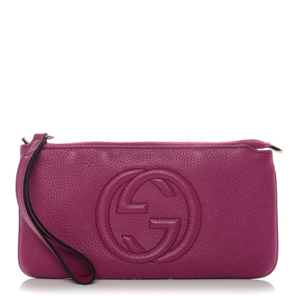 Gucci Pebbled Calfskin Soho Wristlet Bright Bougainvillea 1 of 6