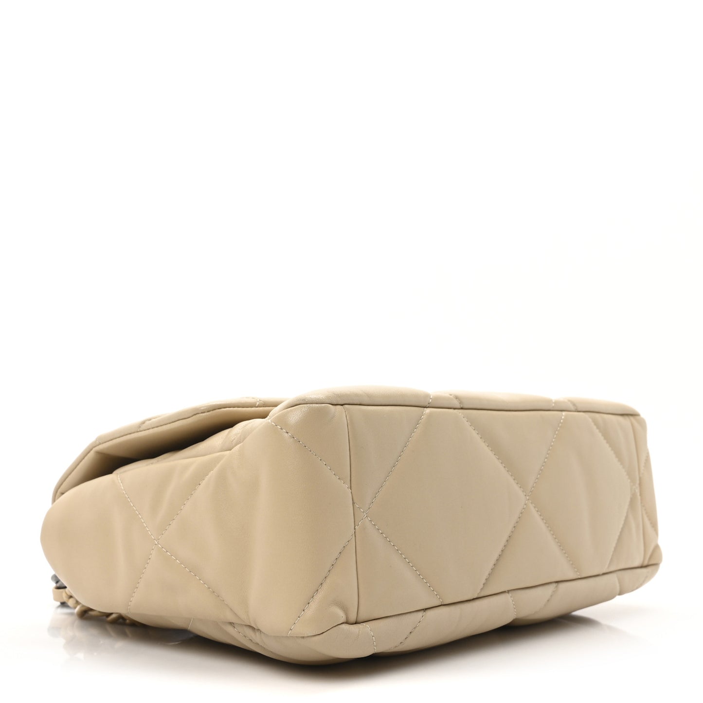 Lambskin Quilted Large Chanel 19 Flap Beige