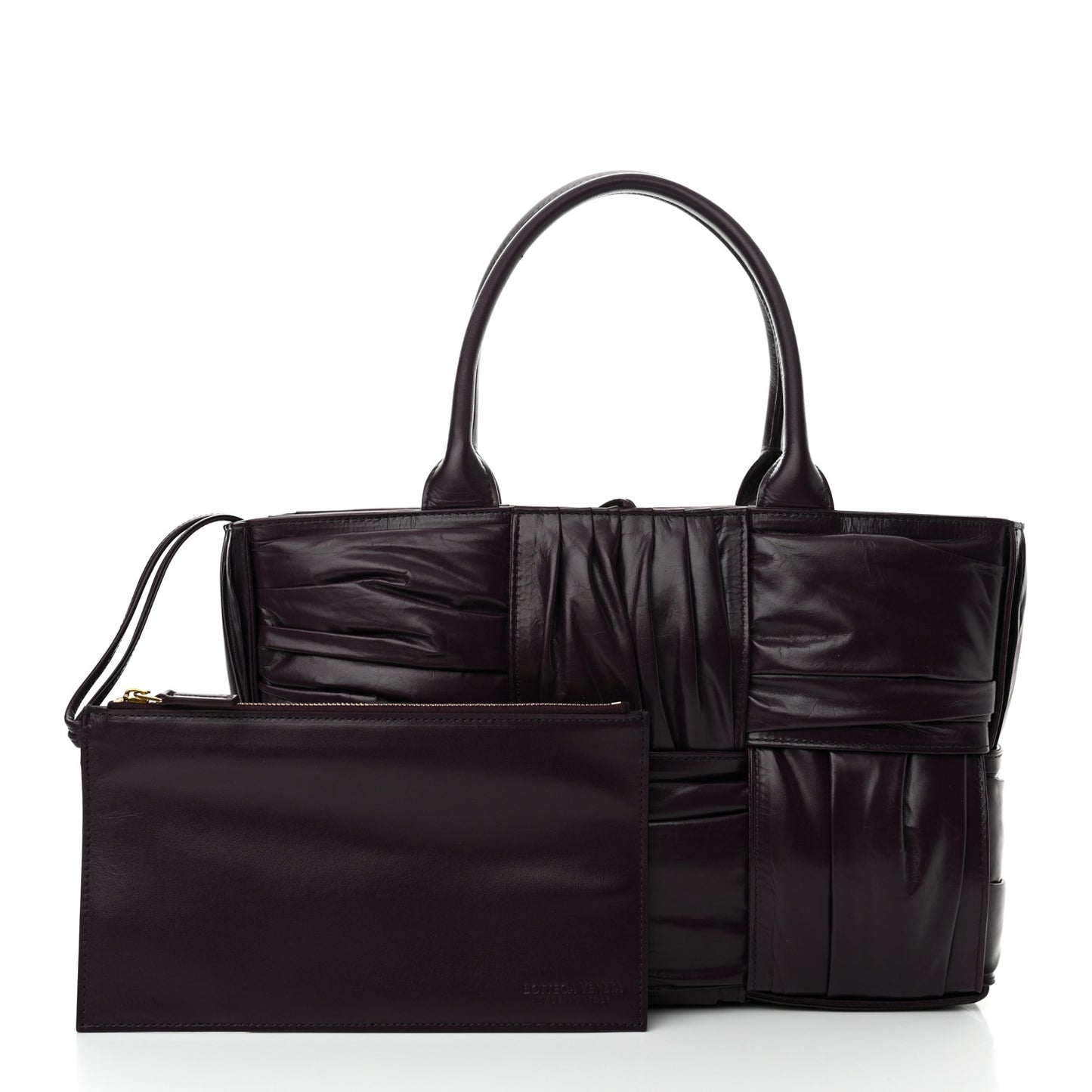 Foulard Intrecciato Pleated Medium Arco Tote Dark Mystic