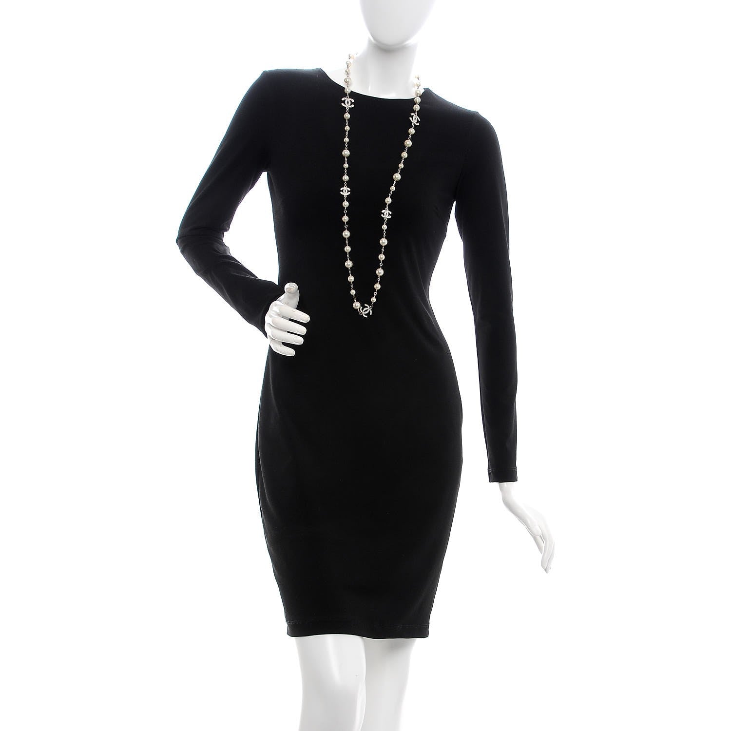 Chanel Crystal Pearl CC Long Necklace Silver 3 of 19