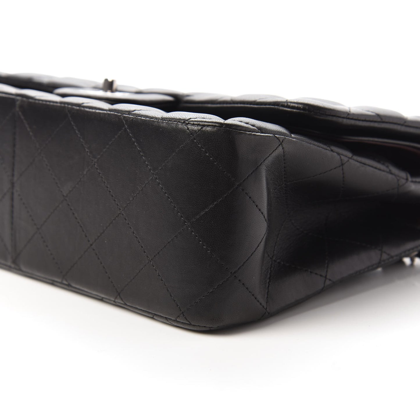 Lambskin Quilted Jumbo Double Flap Black