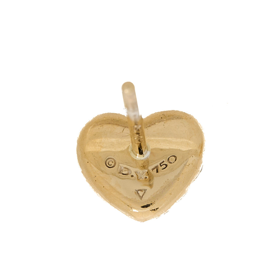 18K Yellow Gold Diamond Cable Collectibles Heart Stud Earrings