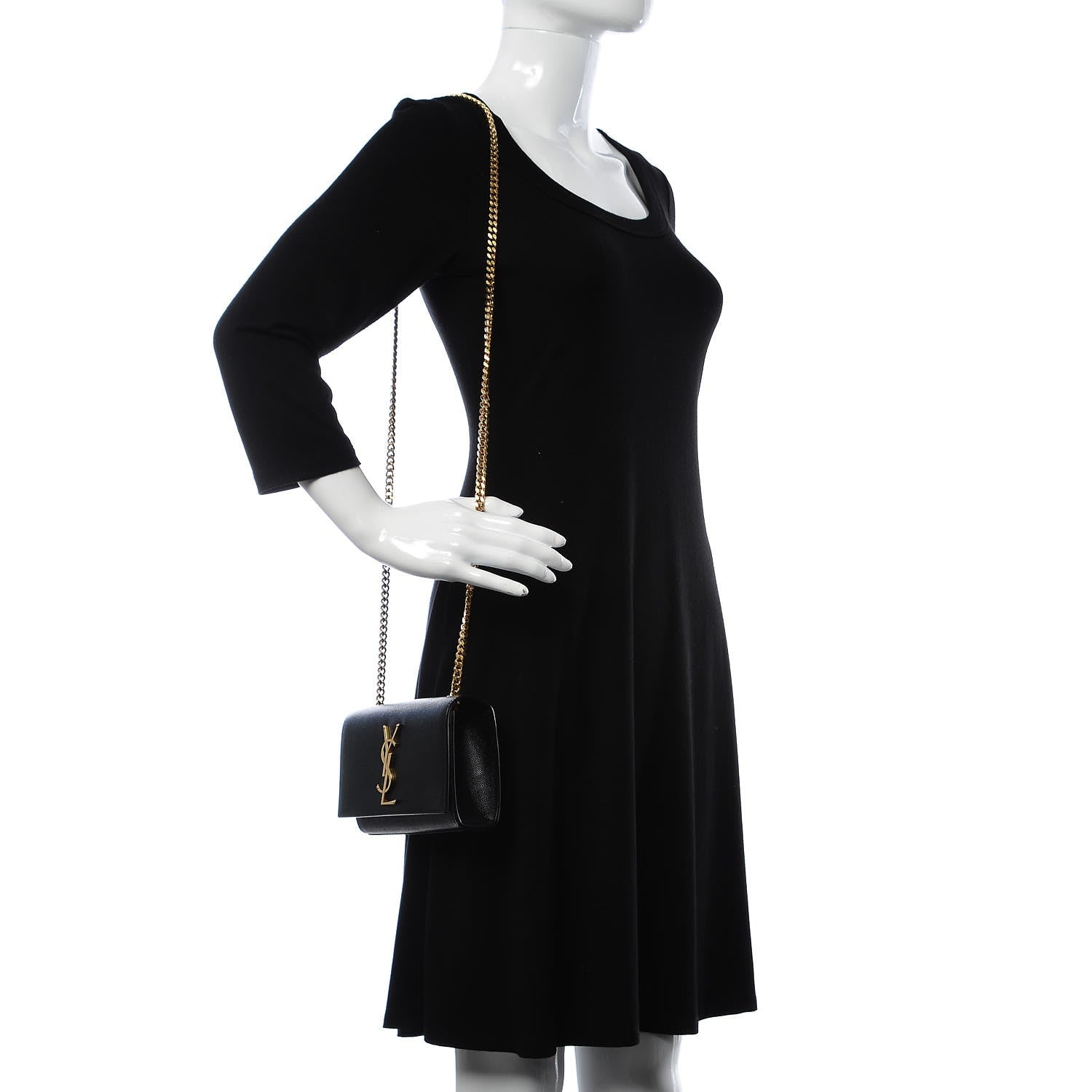 Saint Laurent Grain De Poudre Small Monogram Kate Satchel Black 2 of 7