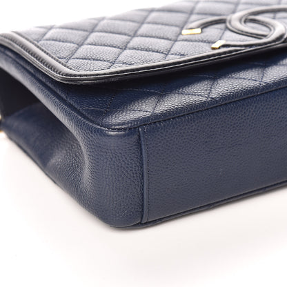 Chanel Caviar Quilted Medium CC Filigree Flap Navy Black 8 of 11