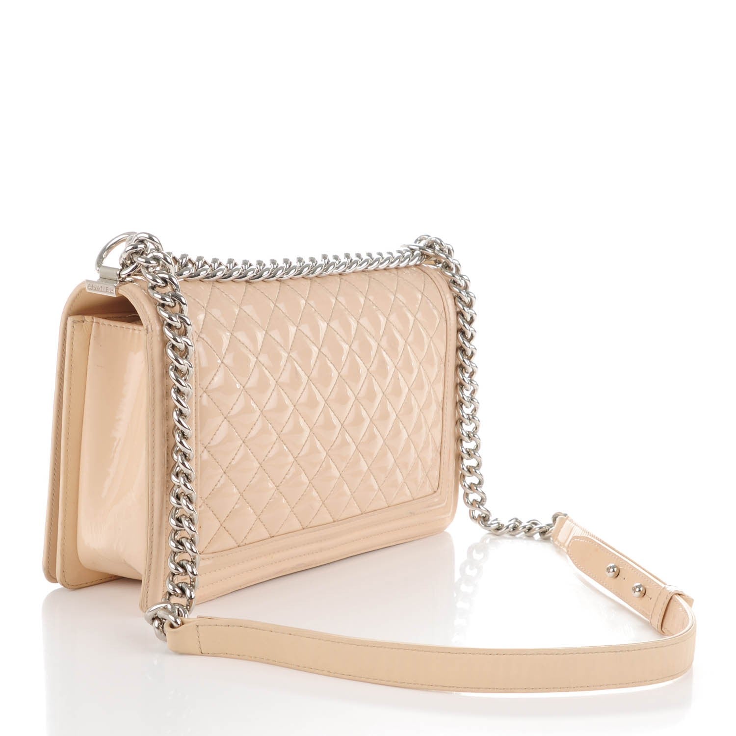 Chanel Patent Calfskin New Medium Boy Flap Plexiglass Beige 3 of 12