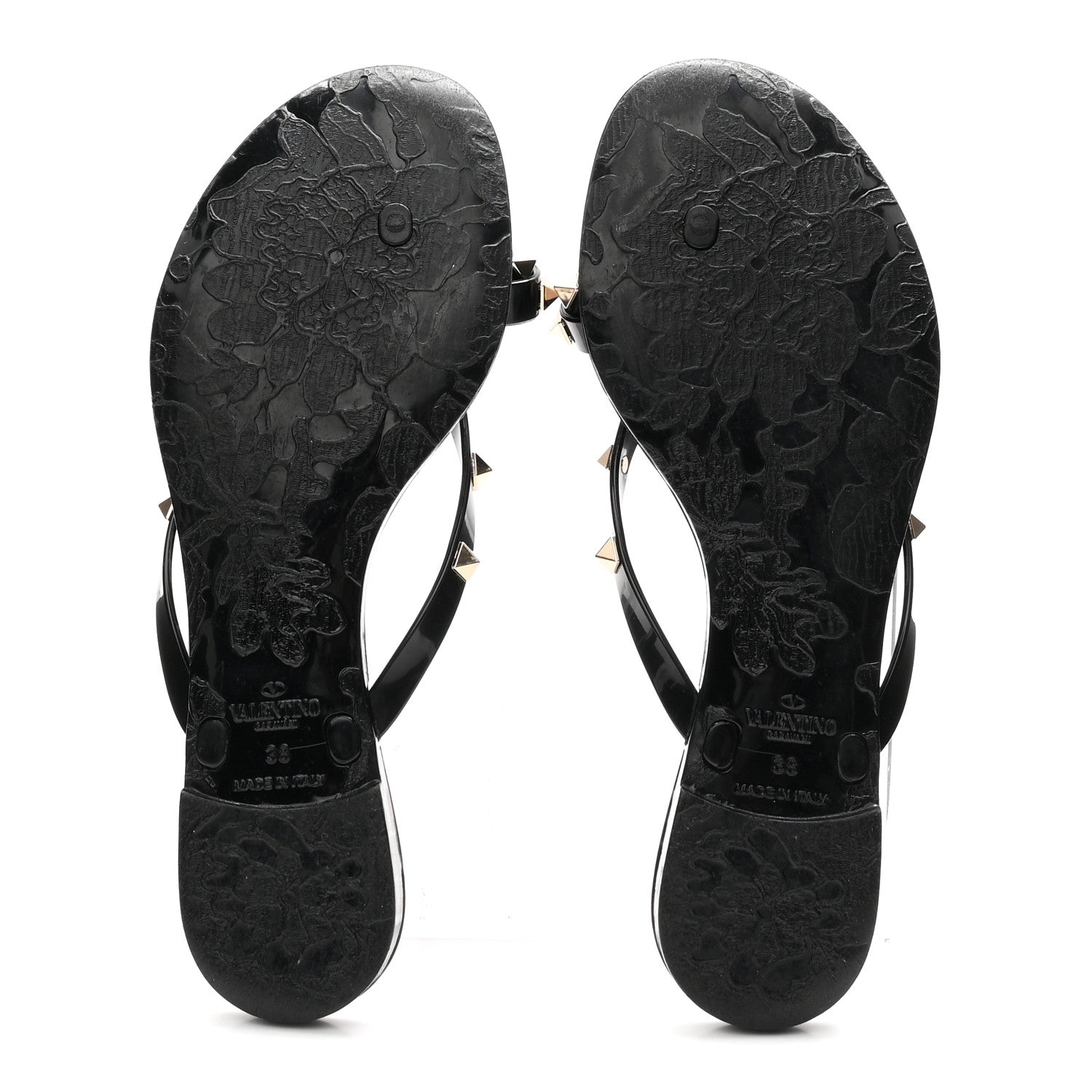 Valentino Garavani PVC Jelly Rockstud Bow Thong Sandals 38 Black 6 of 9