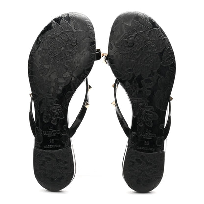 Valentino Garavani PVC Jelly Rockstud Bow Thong Sandals 38 Black 6 of 9