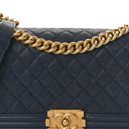 Chanel Caviar Quilted Medium Boy Flap Navy 8 of 10