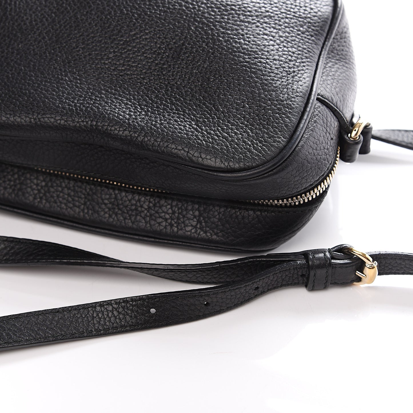 Pebbled Calfskin Small Soho Disco Bag Black