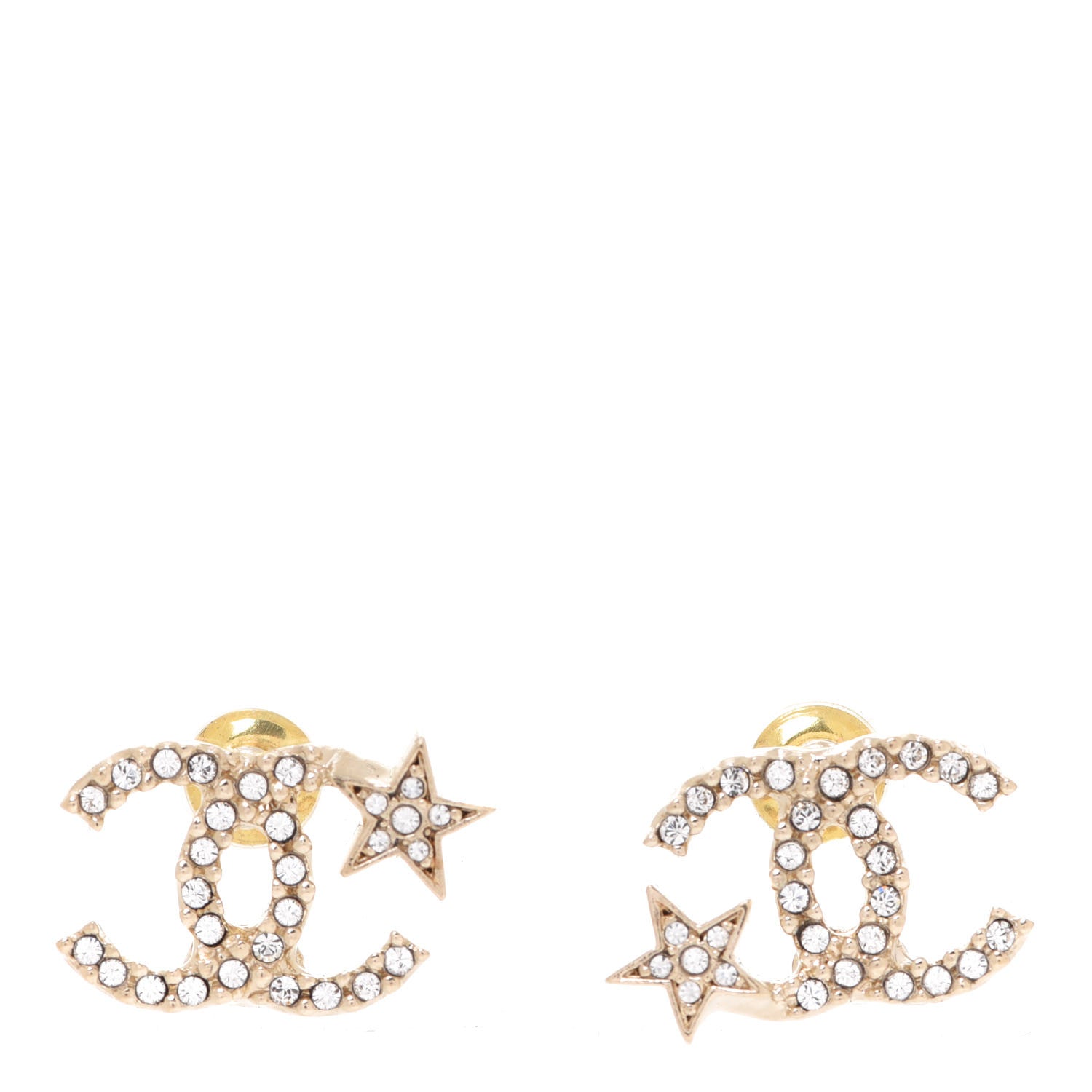 Chanel Crystal CC Starfall Earrings Gold 1 of 5