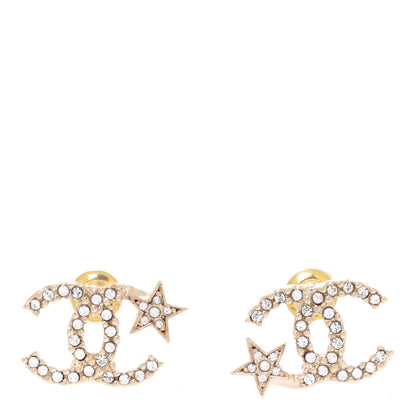Chanel Crystal CC Starfall Earrings Gold 1 of 5