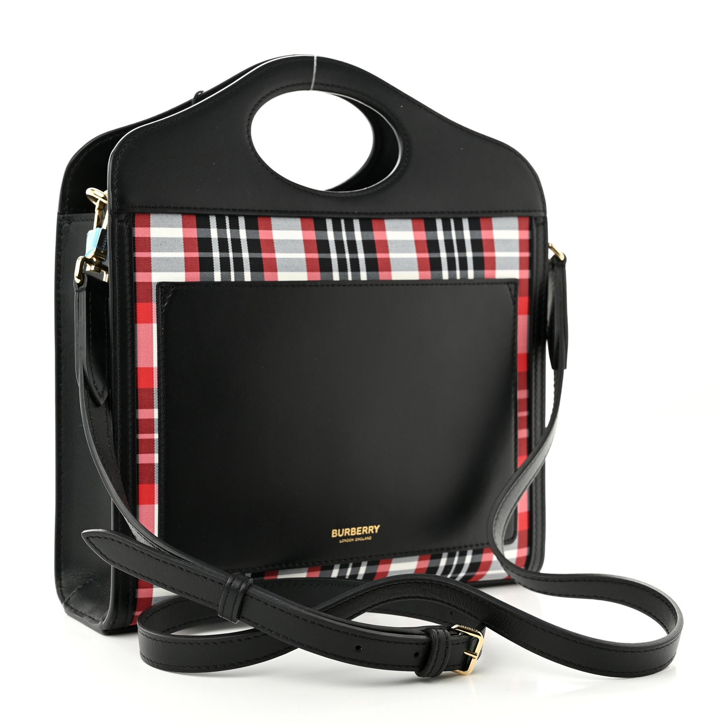 Calfskin Nylon Tartan Mini Pocket Bag Bright Red