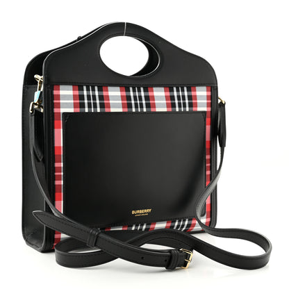 Burberry Calfskin Nylon Tartan Mini Pocket Bag Bright Red 3 of 9