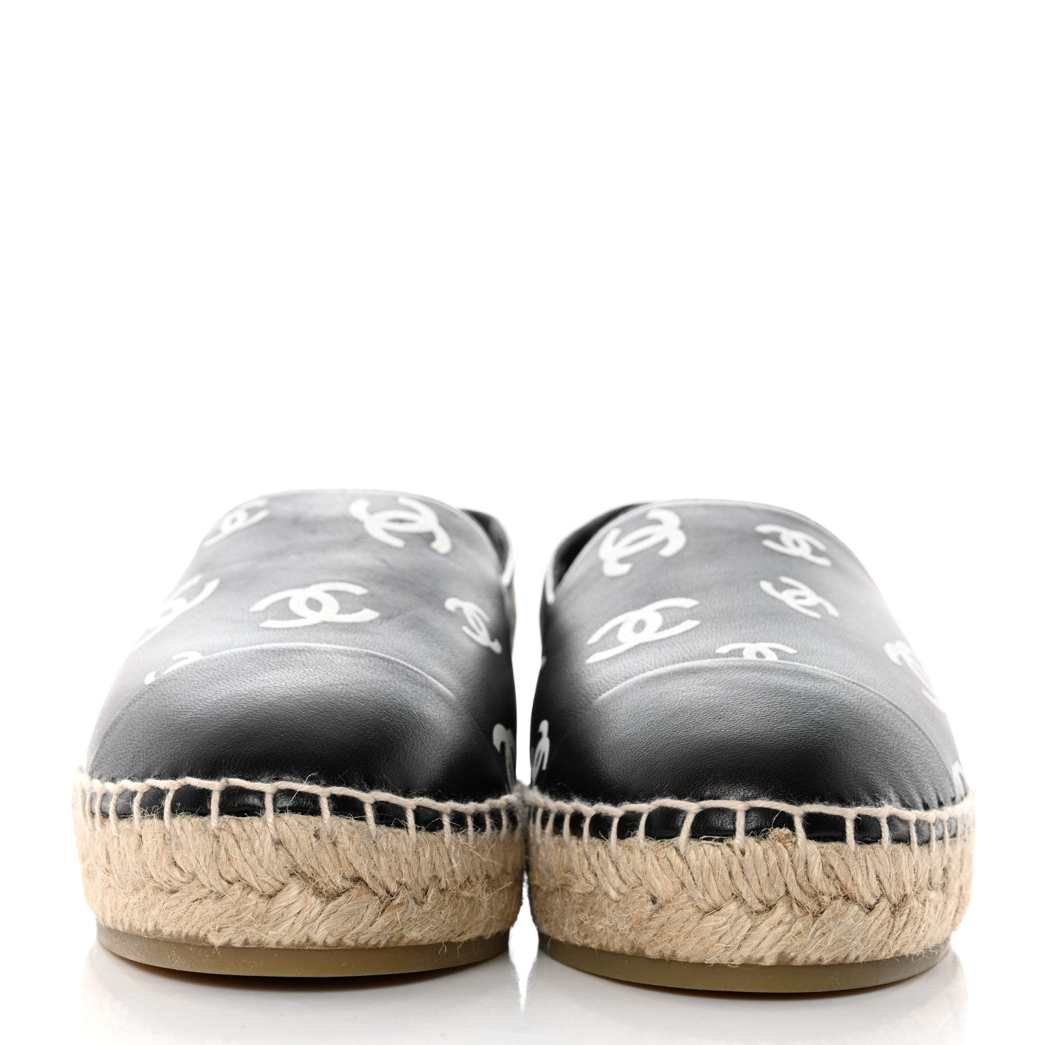 Chanel Lambskin Printed CC Espadrilles 37 Black White 2 of 10