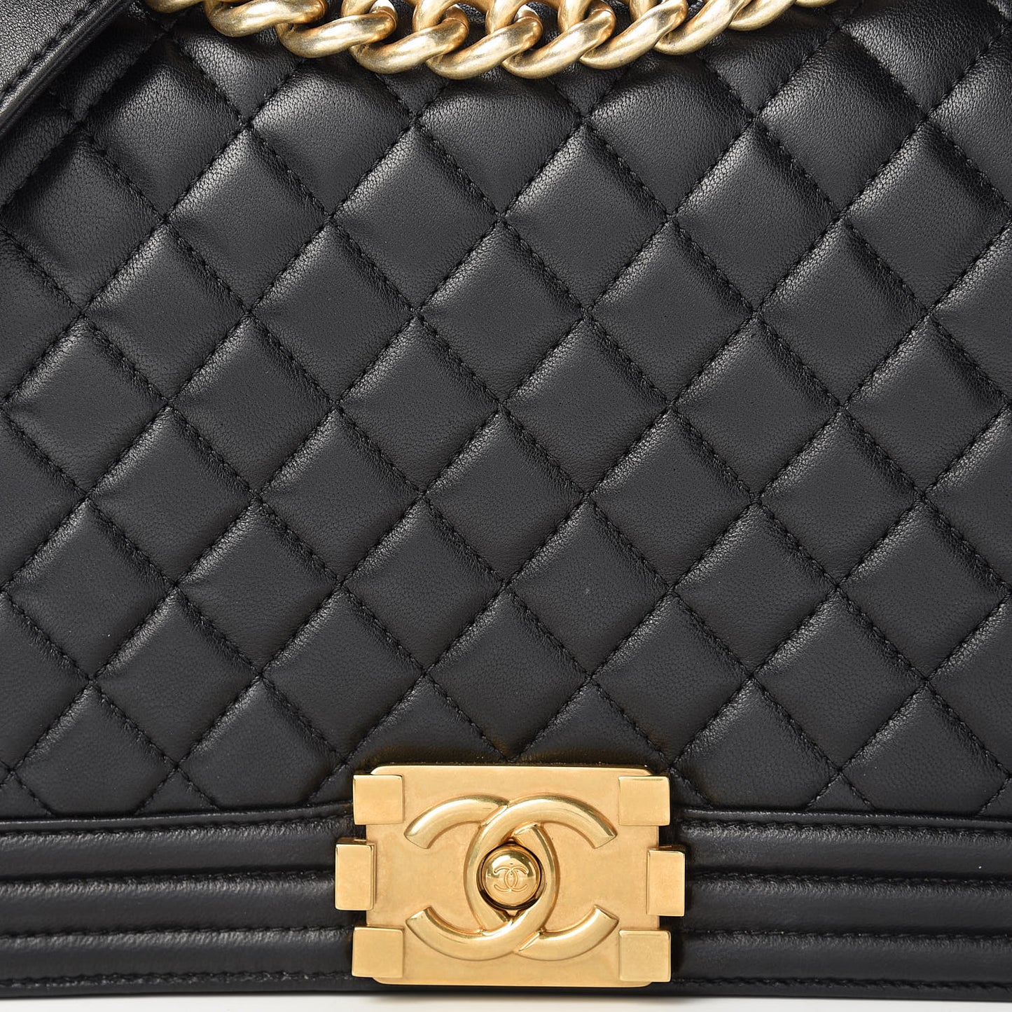 Lambskin Quilted New Medium Boy Flap Black