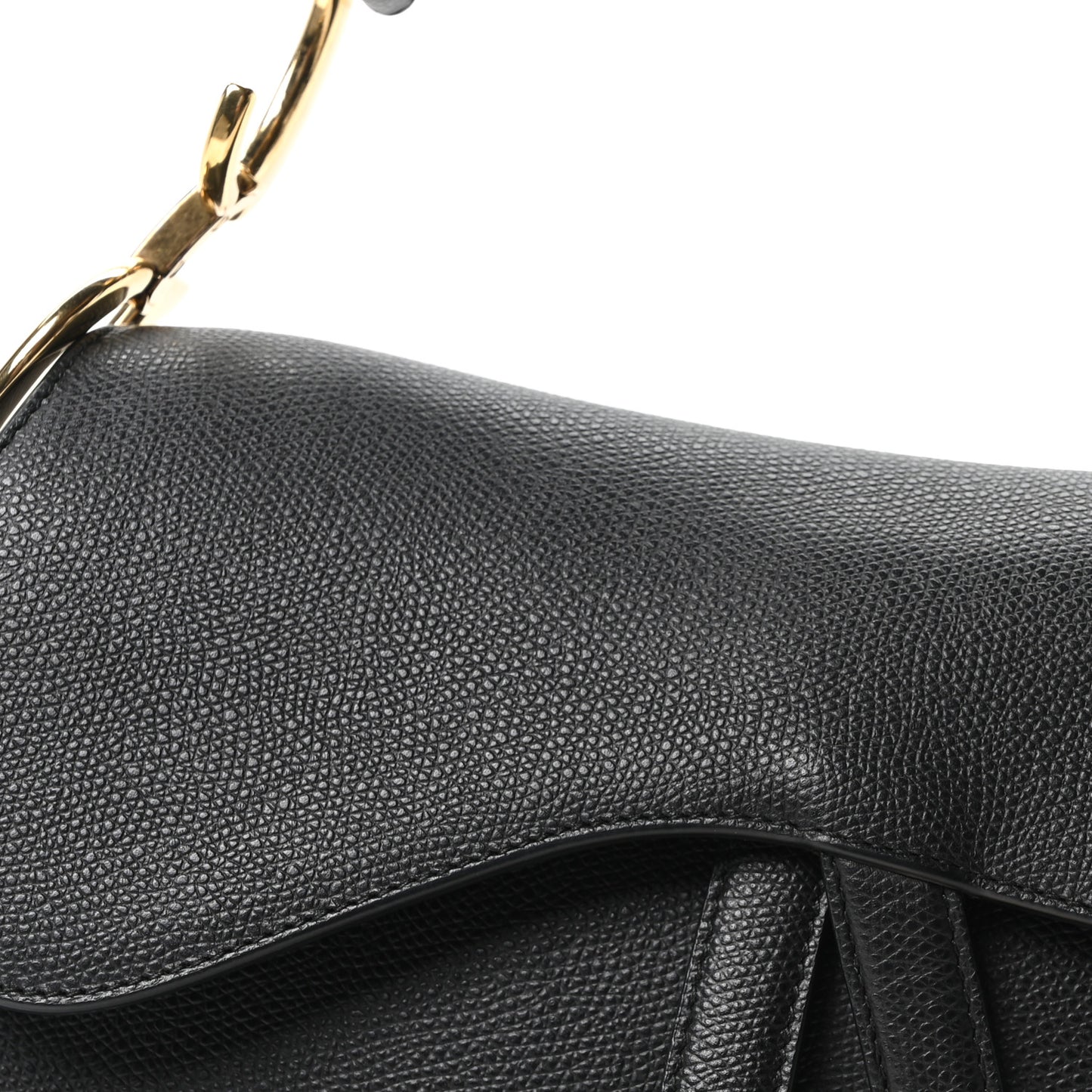 Grained Calfskin Saddle Bag Black