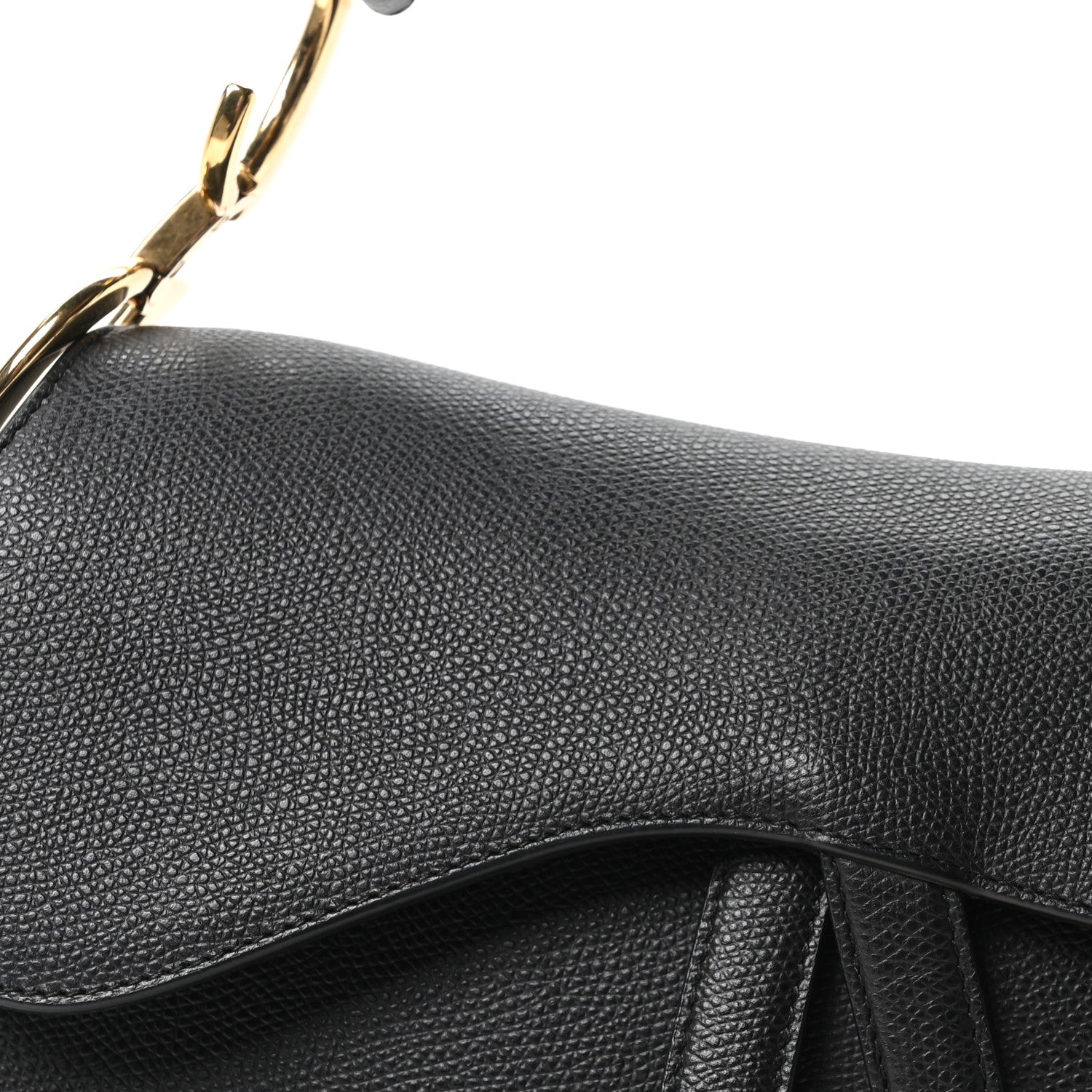 Christian Dior Grained Calfskin Saddle Bag Black 8 of 10