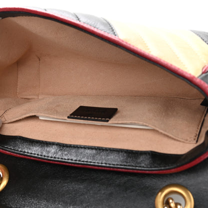 Gucci Azalea Calfskin Matelasse Diagonal Patchwork Mini Torchon GG Marmont Shoulder Bag Black Beige Romantic Cerise 5 of 10