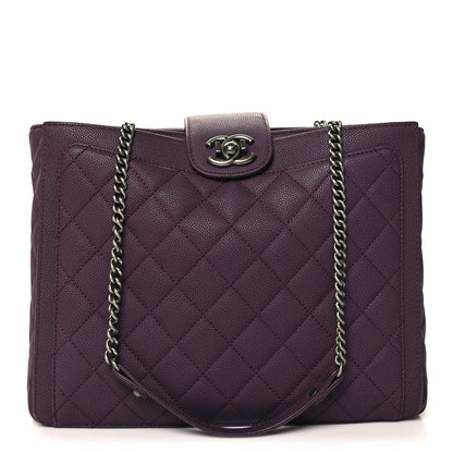 Chanel Washed Caviar Quilted Turn Around Ligne Tote Dark Purple 1 of 11
