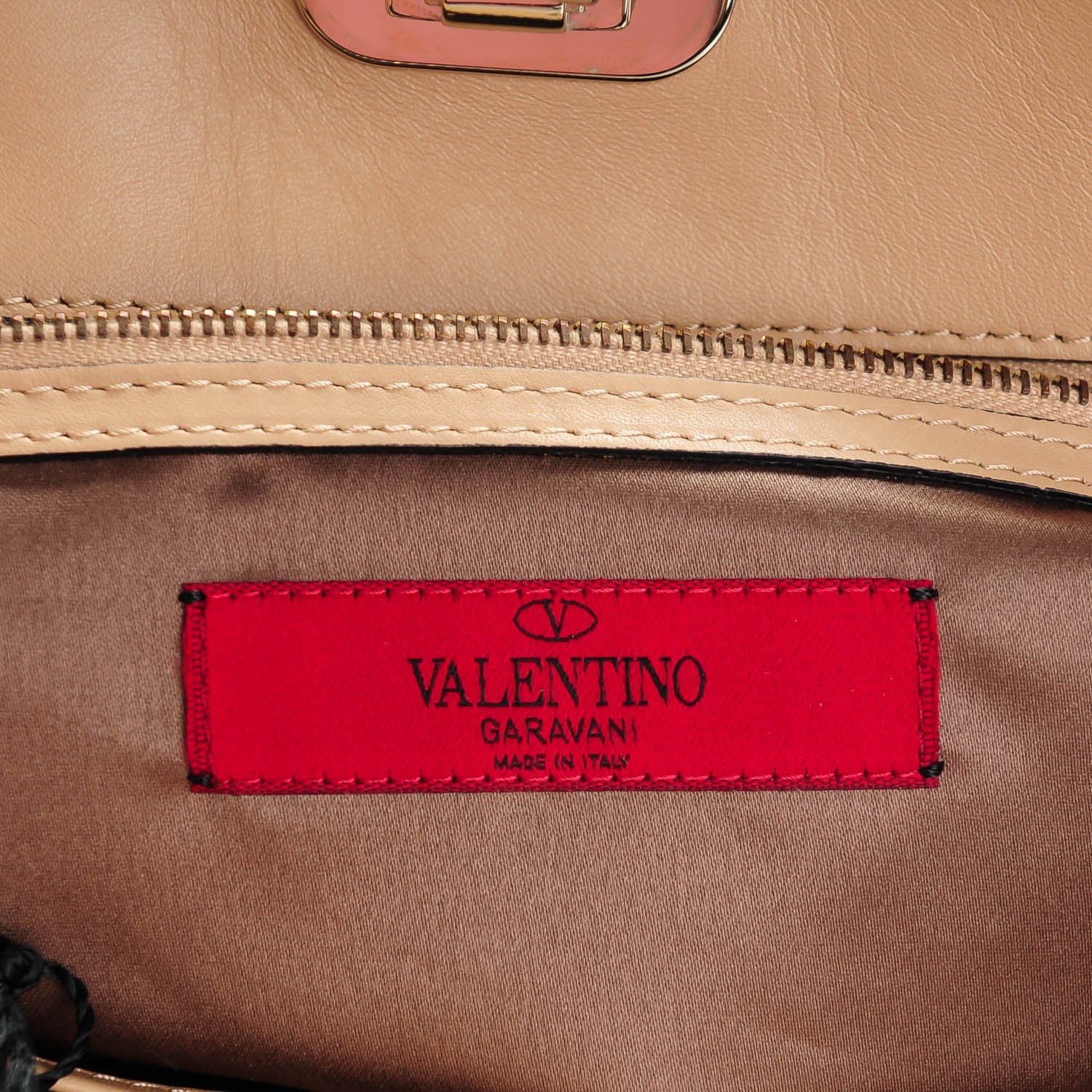 Valentino Garavani Vitello Rockstud All Over Shoulder Satchel Beige 6 of 7