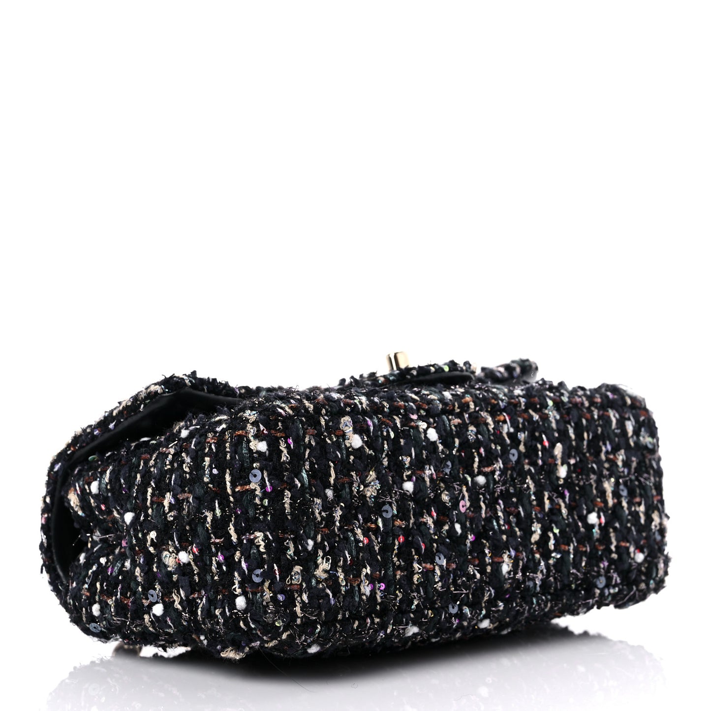 Glittered Tweed Quilted Mini Rectangular Flap Navy Blue Mulitcolor
