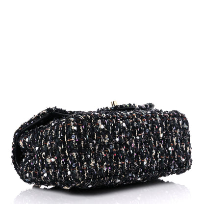 Chanel Glittered Tweed Quilted Mini Rectangular Flap Navy Blue Mulitcolor 4 of 13
