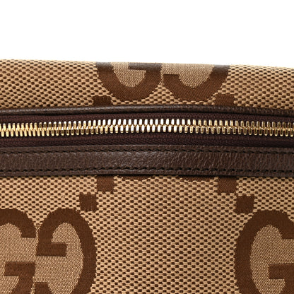 Gucci Monogram Jumbo GG Textured Dollar Calfskin Web Belt Bag Camel Ebony New Acero 8 of 11