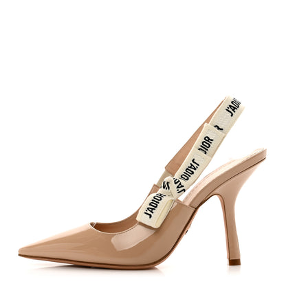 Christian Dior Patent Ribbon J'Adior Slingback 100mm Pumps 37.5 Nude 1 of 8