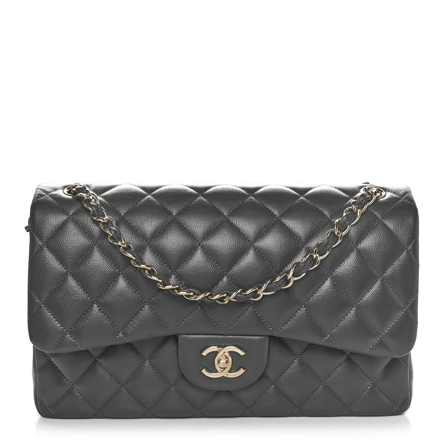 Chanel Caviar Quilted Jumbo Double Flap Dark Grey 1 of 10