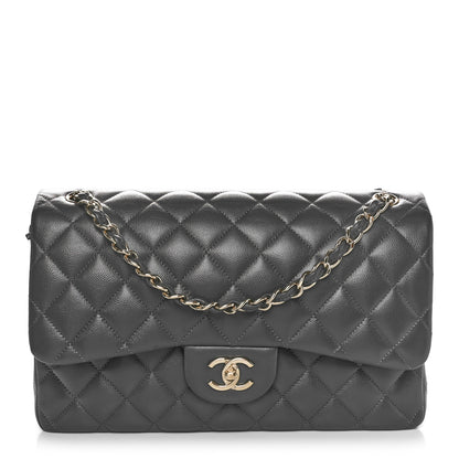 Chanel Caviar Quilted Jumbo Double Flap Dark Grey 1 of 10