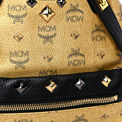 MCM Metallic Visetos Studded Small Dual Stark Backpack Gold 16 of 17