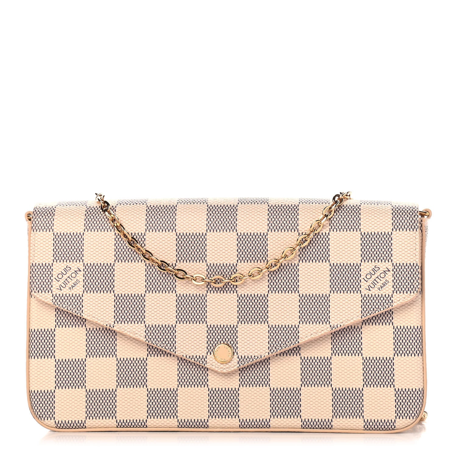 Louis Vuitton Damier Azur Pochette Felicie Chain Wallet Rose Ballerine 3 of 10