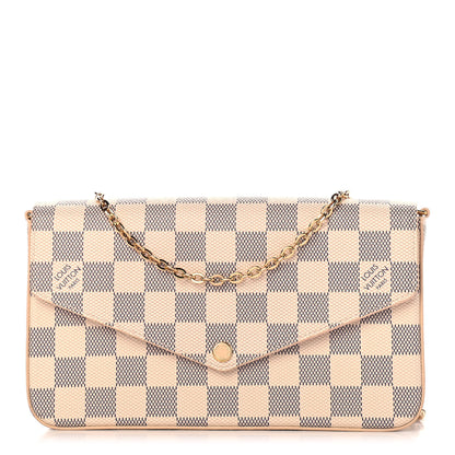 Louis Vuitton Damier Azur Pochette Felicie Chain Wallet Rose Ballerine 3 of 10