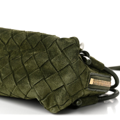Bottega Veneta Suede Intrecciato Concert Pouch Green Tweed 10 of 10