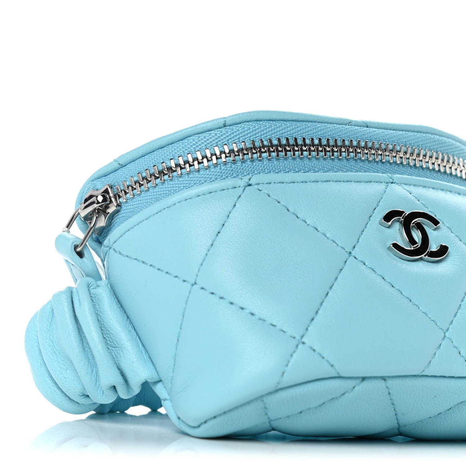 Chanel Lambskin Quilted Arm Coin Purse Neon Blue 5 of 11