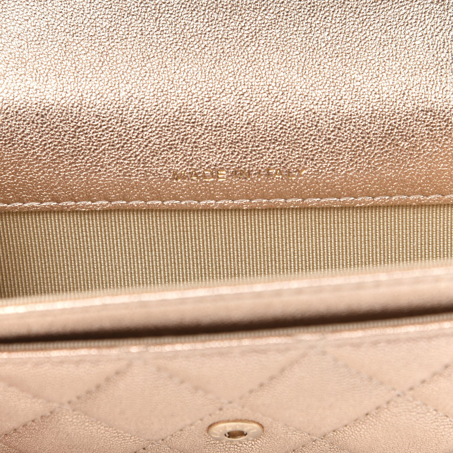 Metallic Lambskin Quilted Flap Card Holder Wallet Gold