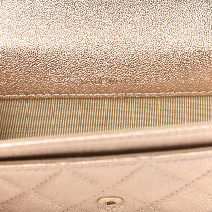 Chanel Metallic Lambskin Quilted Flap Card Holder Wallet Gold 8 of 11