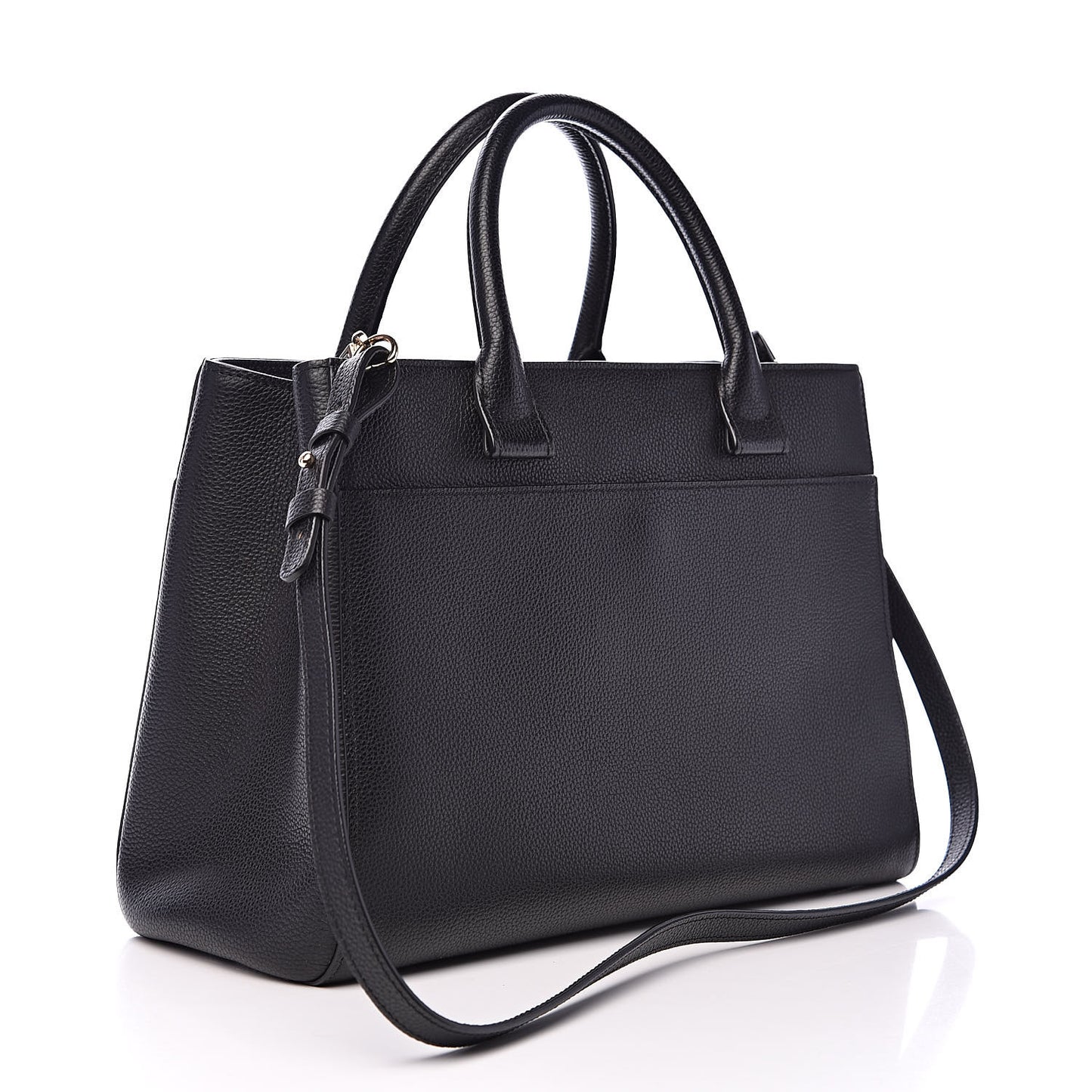 Grained Calfskin Small Neo Executive Shopper Tote Black