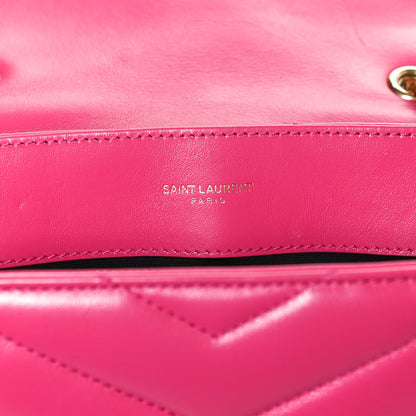 Saint Laurent Calfskin Y Quilted Monogram Small Loulou Chain Satchel Fresh Fuchsia 6 of 11