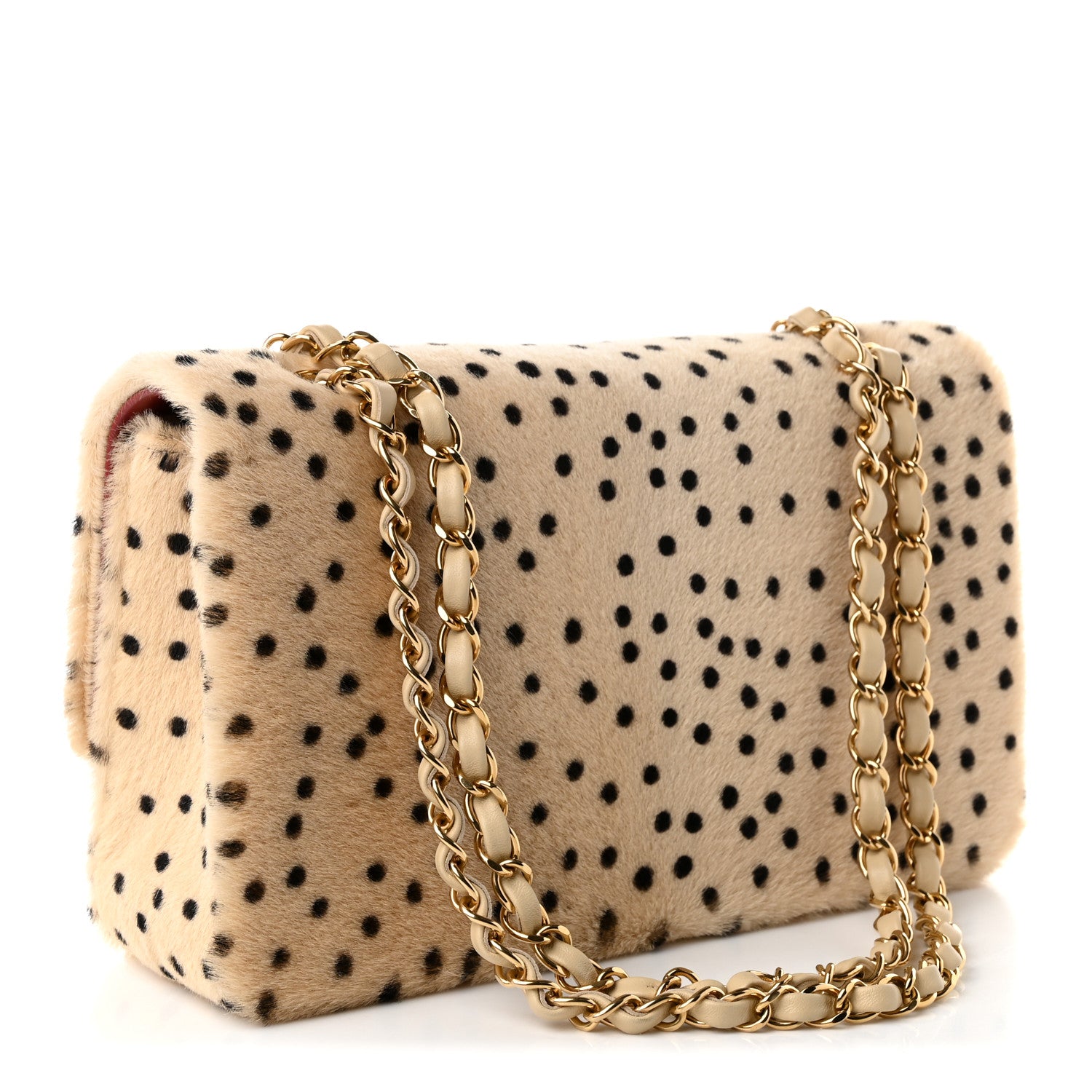 Chanel Pony Hair Cheetah Printed Creative Fabrics Flap Light Beige Black 2 of 10