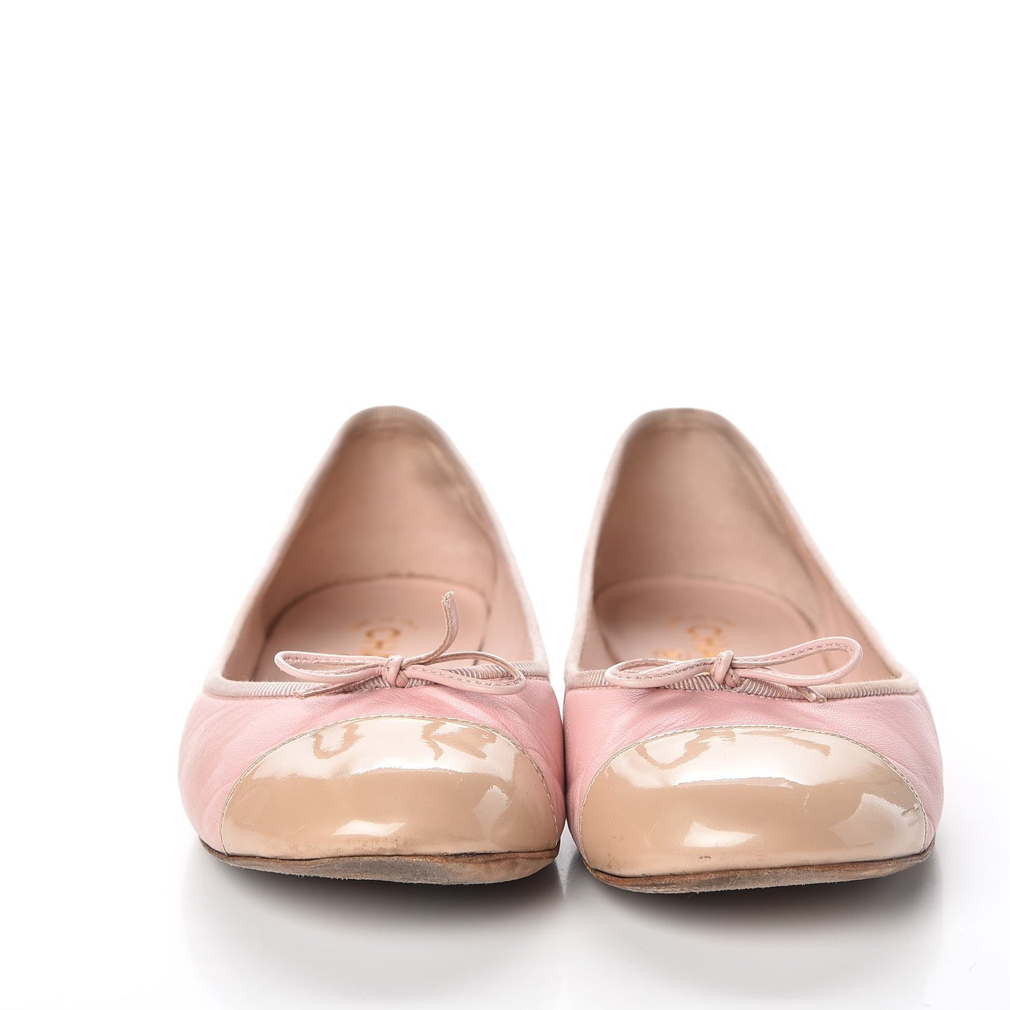 Lambskin Patent Cap Toe CC Ballerina Flats 40 Rose Clair