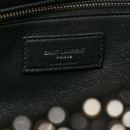 Saint Laurent Velvet Lambskin Quilted Rhinestone Sade Puffer Envelope Clutch Black 6 of 7