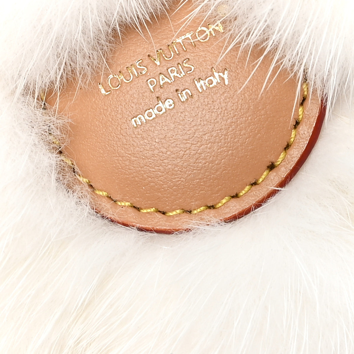 Calfskin Mink Fur Vivienne Bag Charm Key Holder White
