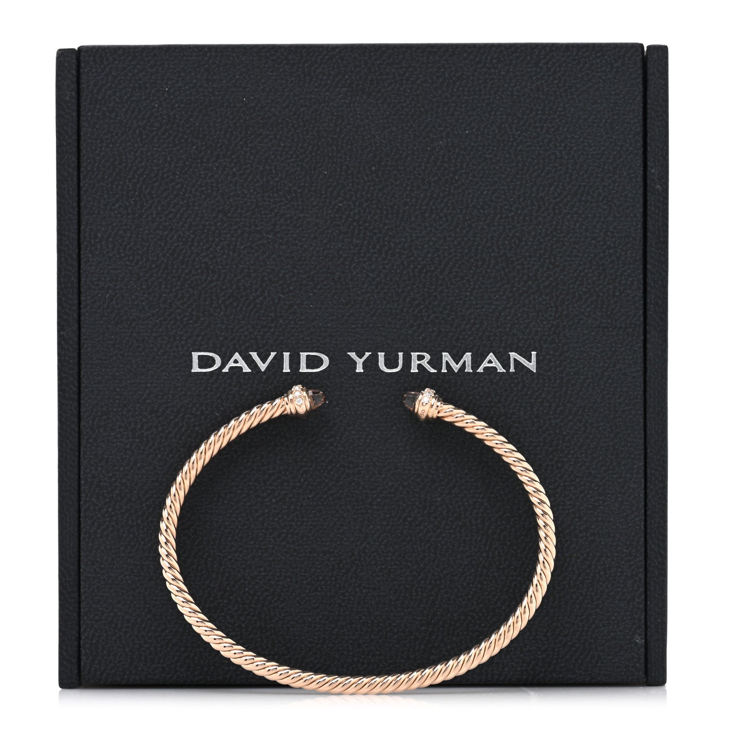 David Yurman 18K Rose Gold Diamond Morganite 3mm Cablespira Bracelet 4 of 4