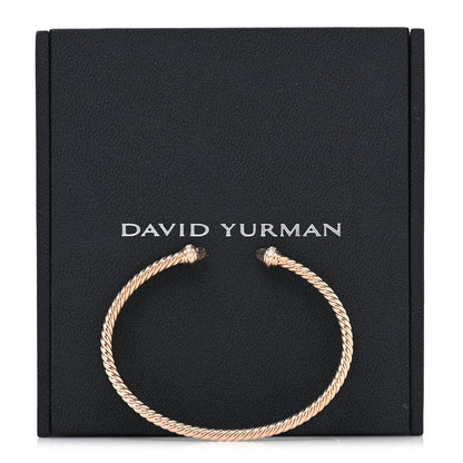David Yurman 18K Rose Gold Diamond Morganite 3mm Cablespira Bracelet 4 of 4